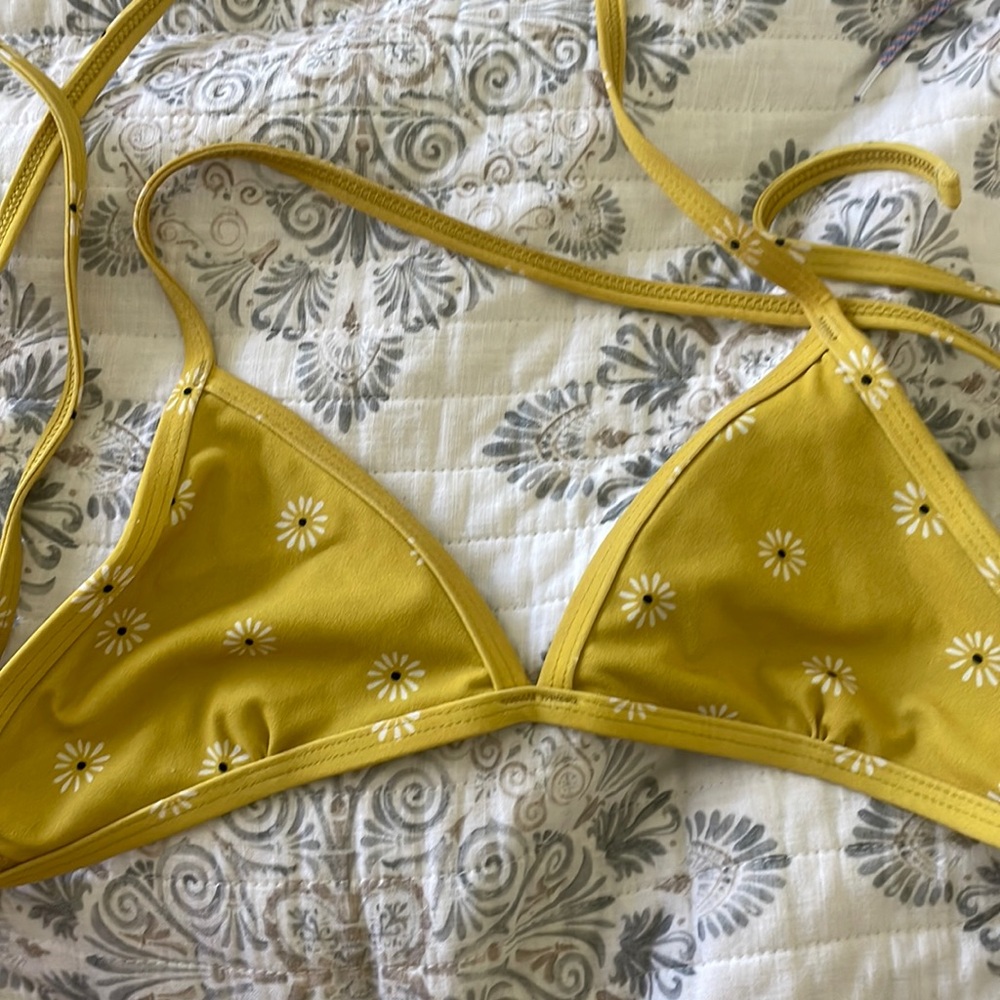 Jolyn yellow with flower “triangle top” bikini top